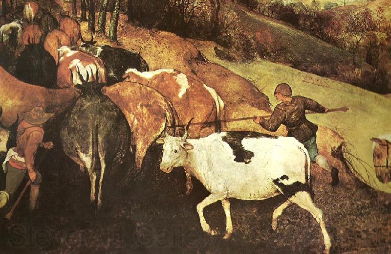 Pieter Bruegel detalj fran hjorden drives drives hem,oktober eller november Spain oil painting art